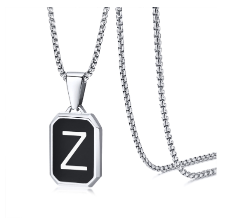 Vnox Brand Fashionable A-Z Letter Men's Necklace, Stainless Steel Simple Pendant, Non Fading Collar, Box Chain Gift Jewelry Z