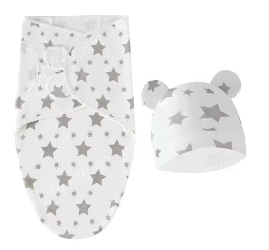 Newborn Baby Muslin Swaddle Blanket Hat Set Swaddle Bedding Wrap Blanket Baby Swaddling S79