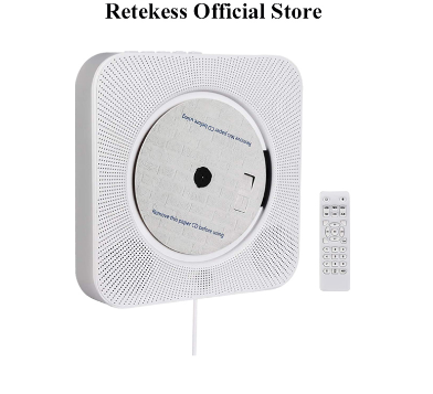 Retekess TR609 Wall Mount CD Player with Portable Bluetooth / FM Radio Player Support USB SD Card AUX Remote Input