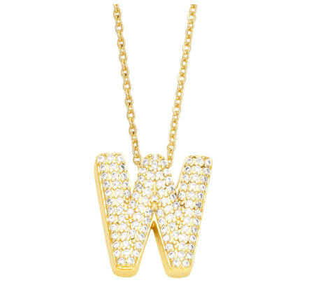 Fashion Clear Crystal A-Z Initial Necklace for Women Copper Gold Plated 26 Letters Pendant Name Jewelry Gifts W