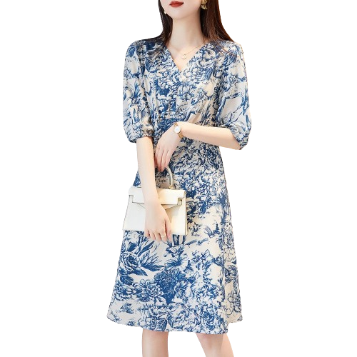 Lovito Women Casual Floral Print A Line Dress LNE26050 (Multi-color)