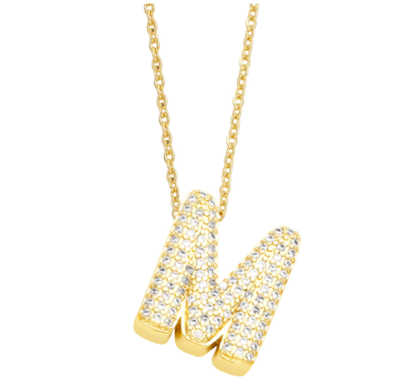 Fashion Clear Crystal A-Z Initial Necklace for Women Copper Gold Plated 26 Letters Pendant Name Jewelry Gifts M