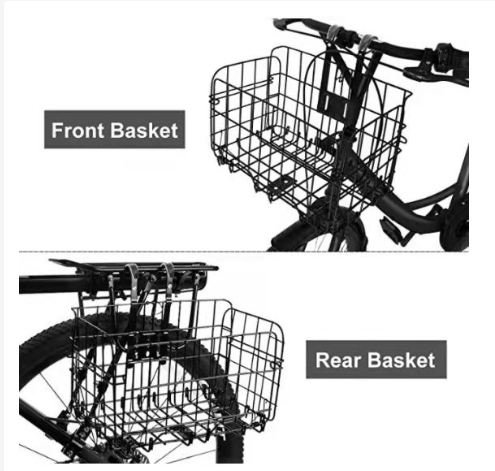 Bicycle Front Basket Foldable Hanging Metal Rear Basket for Bikes Folding Bicycles Electric Bicycles