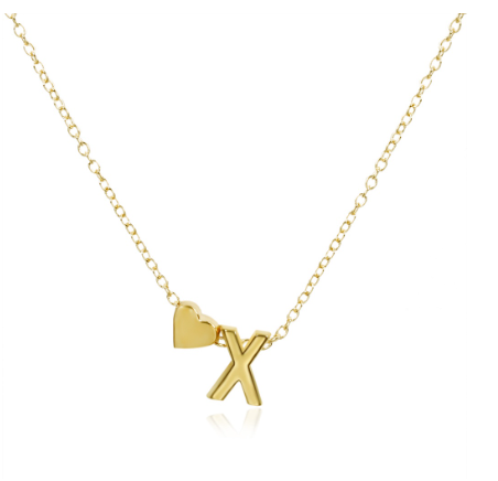 Necklace 26 Letter Pendant Necklace Women Peach Heart Shaped Clavicle Chain Necklace Accessories X
