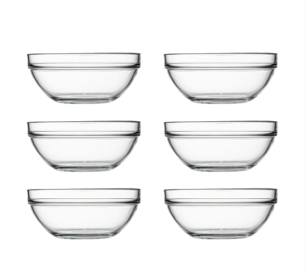 Pasabahce Chef's Large Glass Mixing Bowl 200mm Set of 6 (53573SL 6s)