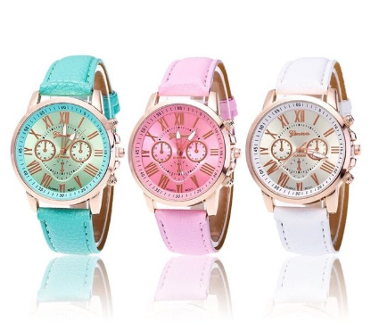 Geneva unisex leather watch fashion rubber