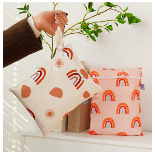 Elinfant 2 Pcs Set Mini Eco-friendly Portable Waterproof Snack Bag Washable Reusable Baby Diaper bag 18 x 25cm s8