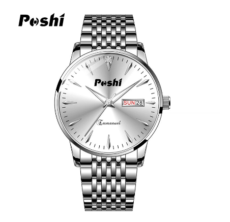 POSHI Men's Brand Watches Stainless Steel Waterproof Luminous Quartz Wrist With Calendar Date M6