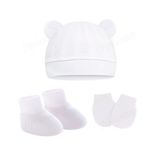 Baby hat Baby Mittens Booties Set newborn cap infant hats fashion Soft Cotton newborns Beanie 46