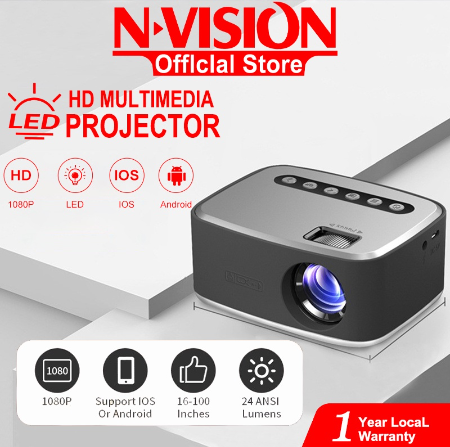 NVISION Mini Projector Outdoor Projector Rechargeable Battery Compatible with Smartphone iOS Android 5.0 1 Rating 1 Sold
