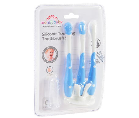 Mom & Baby Silicone Toothbrush Set BlueMom & Baby Silicone Toothbrush Set Blue