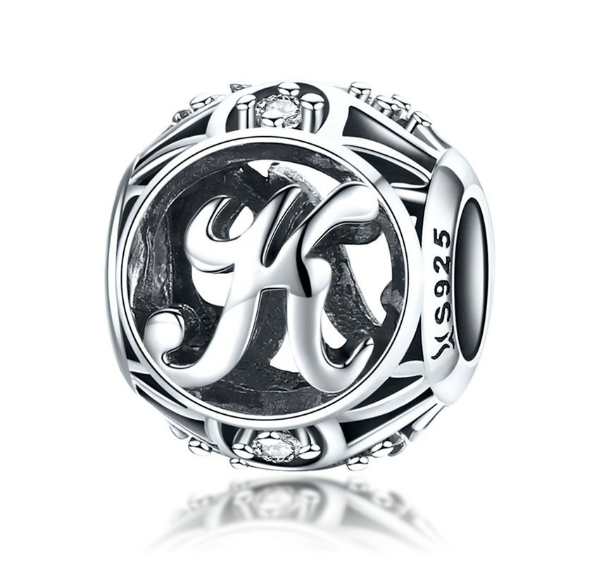 Bamoer 26 Letters A to Z Charm Sterling Silver 925 Bead For Bracelet & Necklace DIY Fashion Accessories K