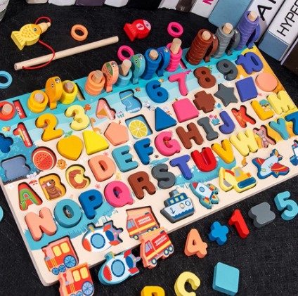 Montessori Educational Toys Wooden Puzzles Board Early Learning Toys 3D Blocks For Kids