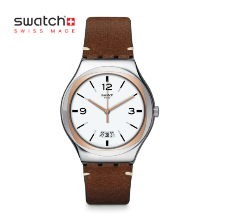 Swatch Irony Big TV Show YWS443 Brown Leather Strap Watch
