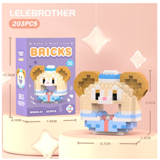 Lboyu Cute Cartoon Donut Building Block Ornaments Compatible with Lego Children's Toys M18