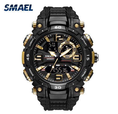 Original Luxury Fashion Luminous Waterproof Men's Watch LED Digital Sports Leisure Silicone Watch GOLD