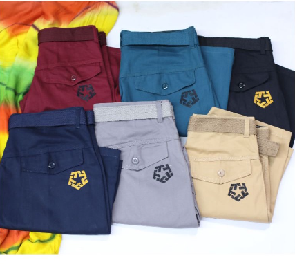 Plain Four Pocket Cargo Shorts With Belt