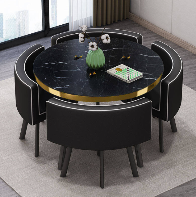 Diameter 80CM + Four Stools Office Leisure Small Round Table Reception Table