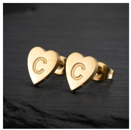 Stainless Steel Cute Small Tiny Heart Initial English Letter Stud Earrings For Women Gold Color Alphabet Jewelry Birthday Gift C