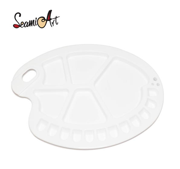 SeamiArt 12 Grids Large Plastic Palette With Hand Holder And 5 Grids Mixture Blocks For Watercolor Acrylic Oil Paiting