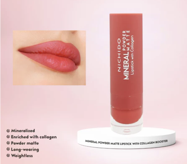 NICHIDO Mineral Powder Matte Lipstick With Collagen Booster - Euphoria