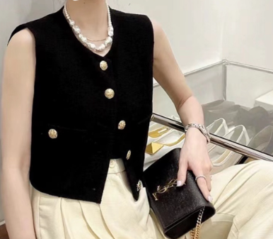 Women Casual Plain Button Jacket LNE36028 Black