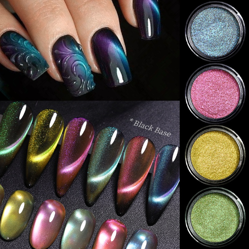BORN PRETTY Cat Magnet Nail Powder Glitter Nail Shinning Chameleon Holographic Effect Chrome Pigment Dust UV Gel Polish Nail