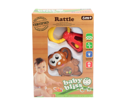 Baby Bliss 2 in 1 Monkey and Rattles, Lead-Free - Developmental Toys