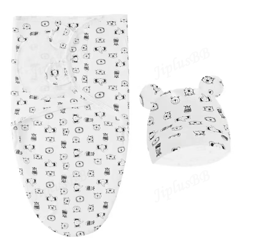 Newborn Baby Muslin Swaddle Blanket Hat Set Swaddle Bedding Wrap Blanket Baby Swaddling S46