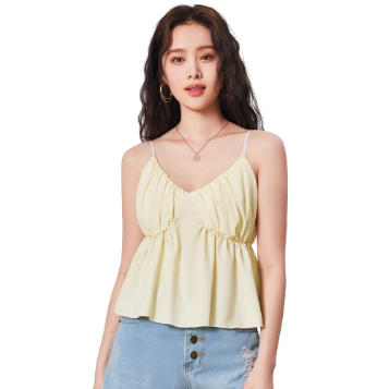 Lovito Women Casual Plain Pleated Tank Top LNE27272 (Apricot)