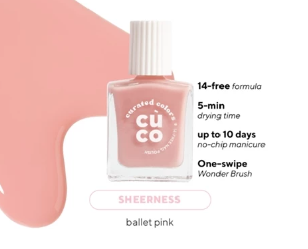 CuCo Sheer Nail Polish - Sheerness (14-free, Quick-Dry, Vegan, Long-Lasting, Sheer Nail Polish)