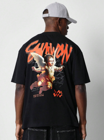 SUMWON Tee With Cherub Graphic Print For Daily Wear College Ready