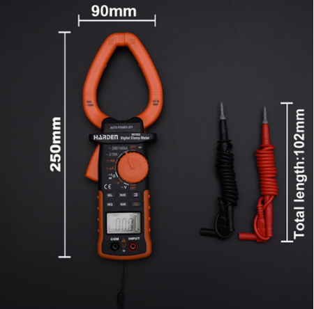 Harden 661003 Digital Clamp Multimeter (Professional) Ac Dc Lcd Display Power Tester Ampere