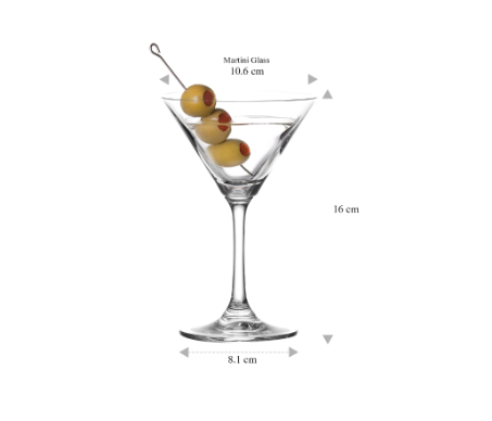 CRYSALIS Martini Cocktail Glass 200ml|7oz [Set of 2] Party Bar Drinking Glass Steamware