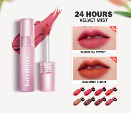 barenbliss BNB Cherry Makes Cheerful Lip Velvet Korean Lipcream [24H Moisturizing]