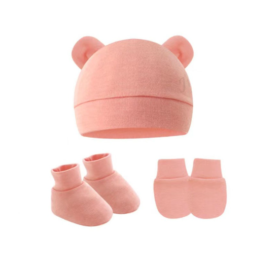 Baby hat Baby Mittens Booties Set newborn cap infant hats fashion Soft Cotton newborns Beanie 14