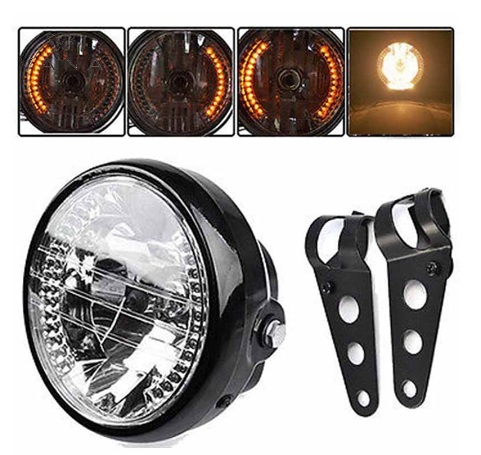 Universal 7 Inch Motorcycle Headlight H4 35W LED Head Lamp 9 Wires Light with Bracket