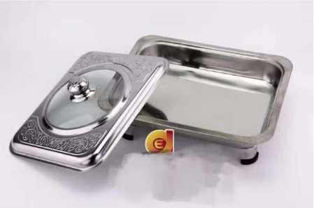 Set of 4 Food Warmer Rectangular Tray Stainless