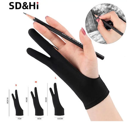 Anti-touch Two-Finger Hand Painting Gloves For Tablet Digital Board Screen Touch Drawing Anti-fouling Oil Painting Art Supplies