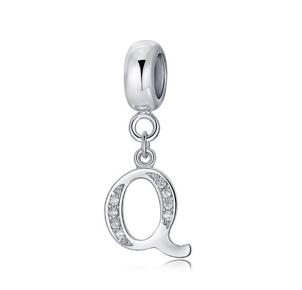Pandora Letter Charm 925 Silver 26 Letters Diamond Charms Bracelet Pendant Q