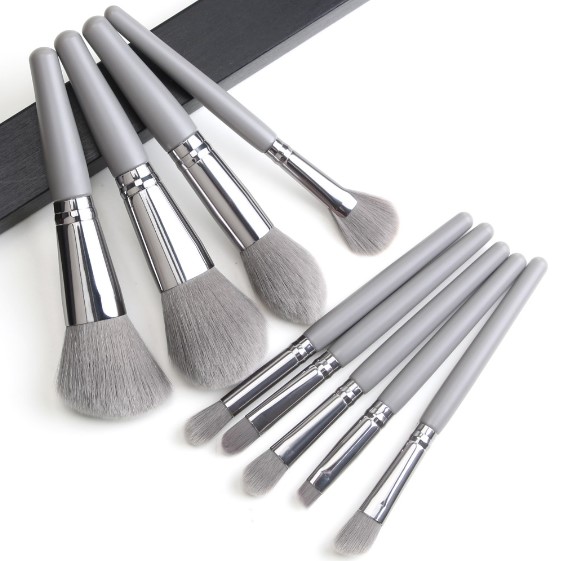 Maange Makeup Brush Set Soft Hair Fluffy Blush Powder Concealer Eyeshadow Blending Large Brush Beauty Tools For Ladies  9 Pcs Set Gray
