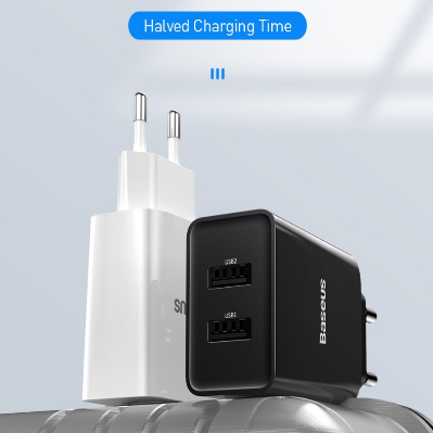 Baseus Speed Mini Dual U Charger 10.5W EU UK Charging Head 2A Fast Chargers Portable Charger For Phone Charging Plug