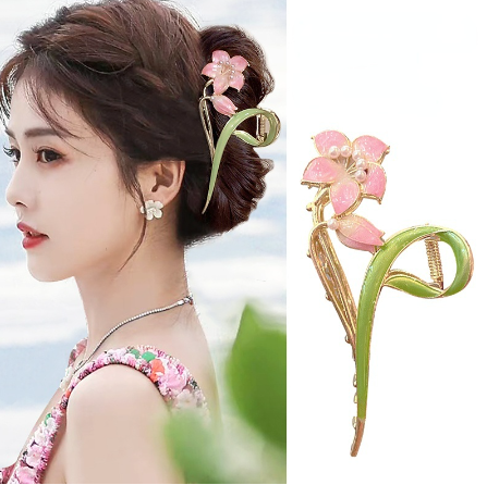 Metal Gentle Gardenia Hair Clip Enamel Hair Clips Hair Pin for Women Girls Hair Extension Clamp Hair Accessory