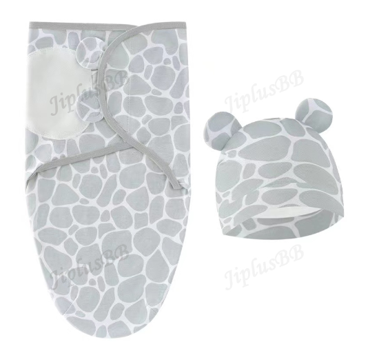 Newborn Baby Muslin Swaddle Blanket Hat Set Swaddle Bedding Wrap Blanket Baby Swaddling S34