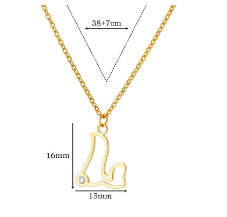 Zircon Initial Letter Necklace for Women Stainless Steel Gold Plated Chains Choker Name Pendant Necklaces New Vintage Jewelry L