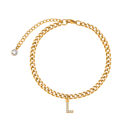 Vnox Initial Ankle Bracelets for Women, 14K Gold Plated Cuban Chain Initial Anklets for Women Anklet Foot Jewelry 14