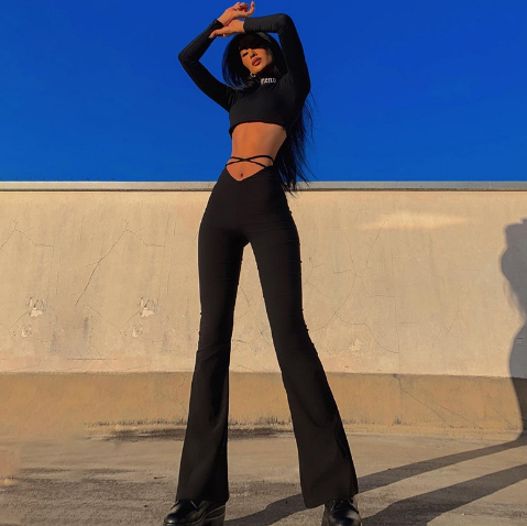 Women's Fashion Low-rise Flared Criss-cross Pants