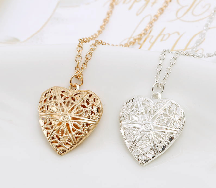 Gold Heart Friend Photo Picture Frame Locket Pendant Necklace Chain D