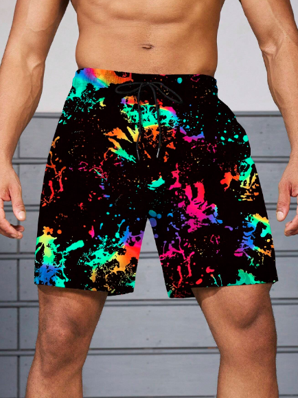 Manfinity Sport PWRUP Men's All-Over Allover Print Drawstring Sports Shorts, Summer