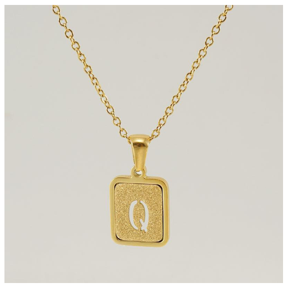 Fashionable 18K Stainless Steel Hollowed Out 26 Capital Letters Necklace for Womens Titanium Steel Letter Pendant Collarbone Chain